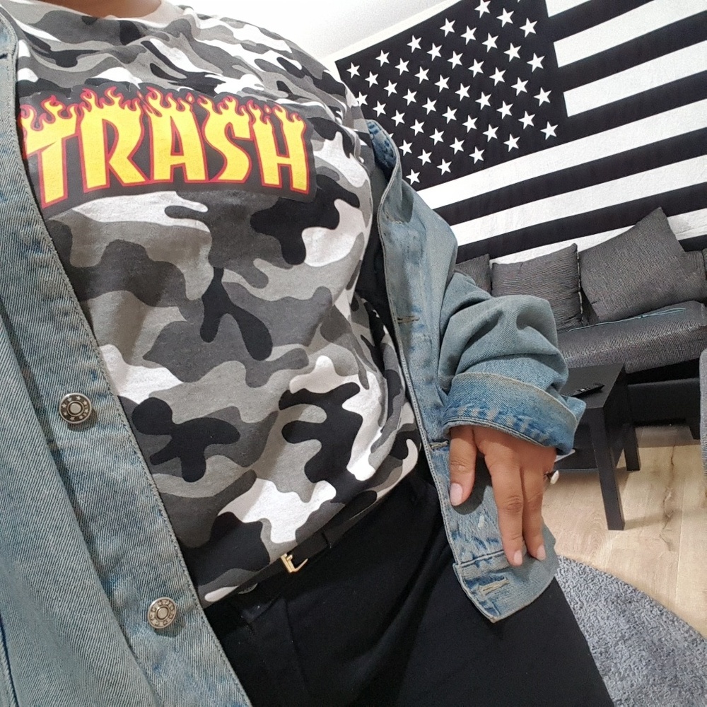 Camo Trash "Thrasher" Inspried Flame T-shirt
